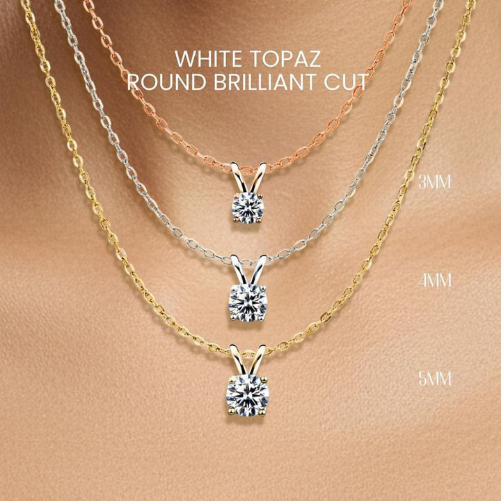 화이트 토파즈 목걸이 | 스털링 실버 및 금도금 | GEORGE Jewelry