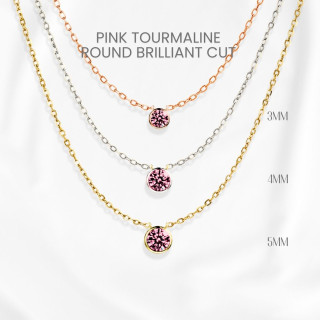 핑크 투르말린 목걸이 | 스털링 실버, 베젤 세팅 펜던트 | GEORGE Jewelry
