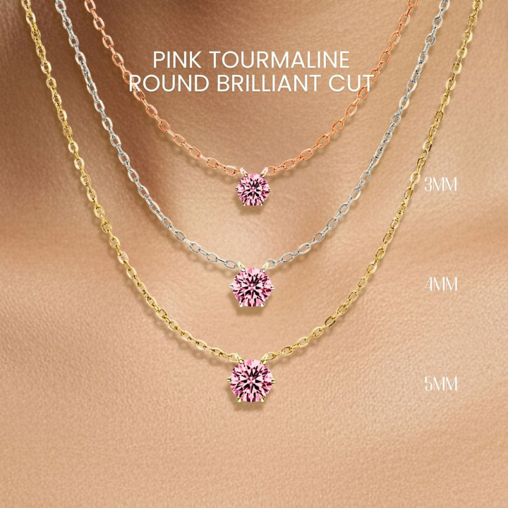 핑크 투르말린 목걸이 | 스털링 실버 및 금도금 | GEORGE Jewelry