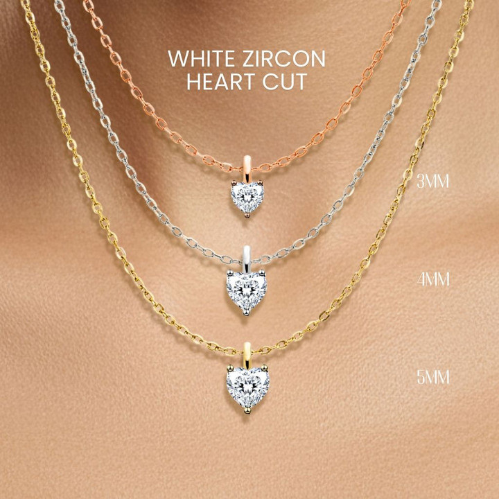 スターリングシルバー製ハート型ペンダントネックレス - 本物のジルコン使用（GEORGE Jewelry製）