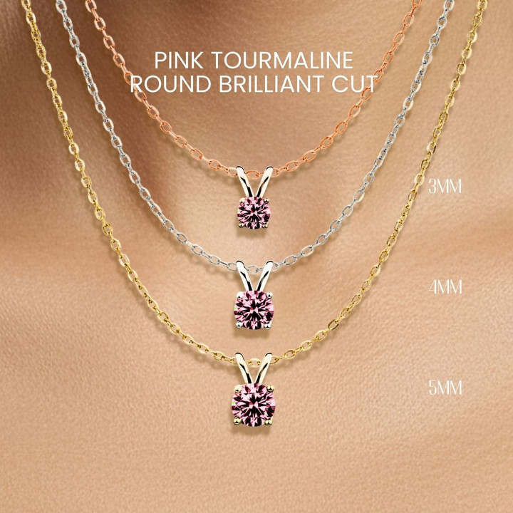 GEORGE Jewelry: 스털링 실버 소재의 핑크 투르말린 목걸이