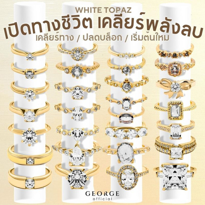 ホワイトトパーズリング（スターリングシルバー製）｜カスタマイズ可能、ギフトにも最適