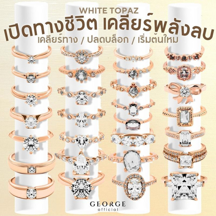 ホワイトトパーズリング（スターリングシルバー製）｜カスタマイズ可能、ギフトにも最適