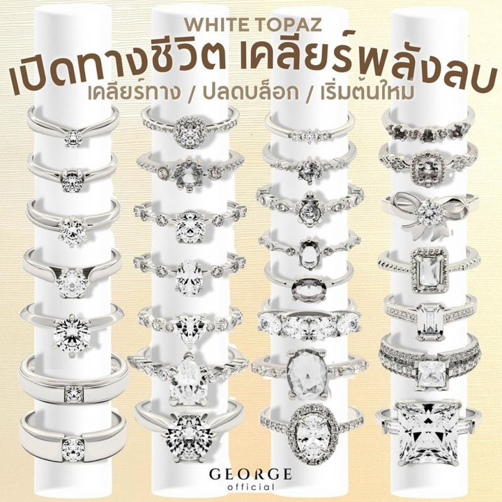 ホワイトトパーズリング（スターリングシルバー製）｜カスタマイズ可能、ギフトにも最適