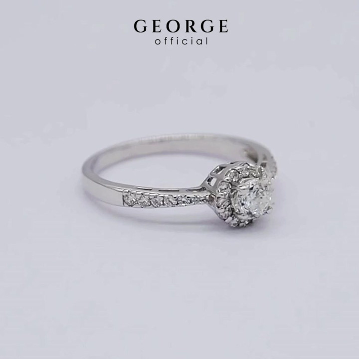 スターリングシルバー製ソリティアリング（キュービックジルコニア付き） - GEORGE Jewelry