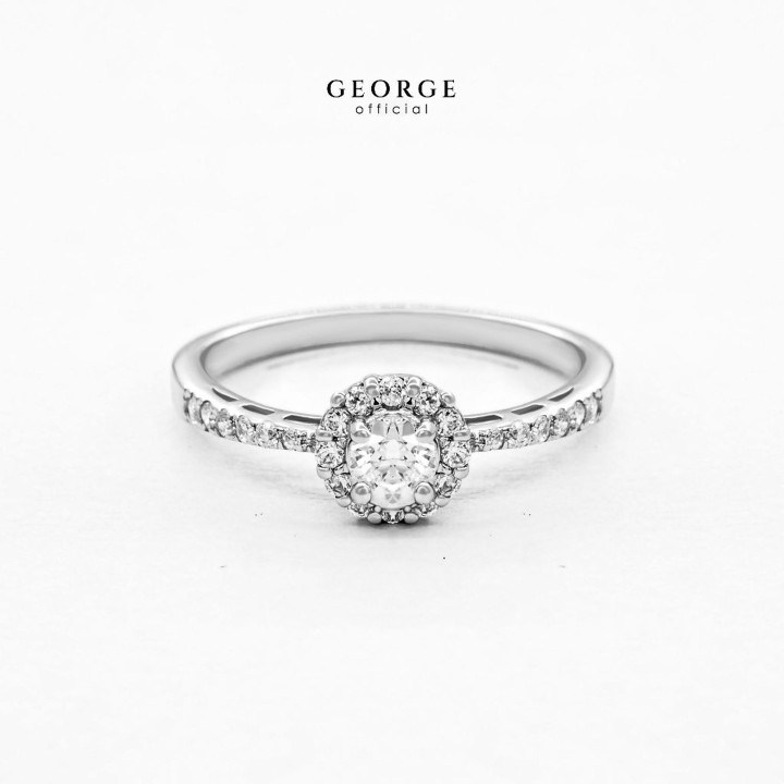 スターリングシルバー製ソリティアリング（キュービックジルコニア付き） - GEORGE Jewelry
