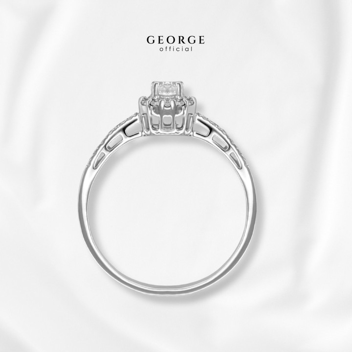 スターリングシルバー製ソリティアリング（キュービックジルコニア付き） - GEORGE Jewelry