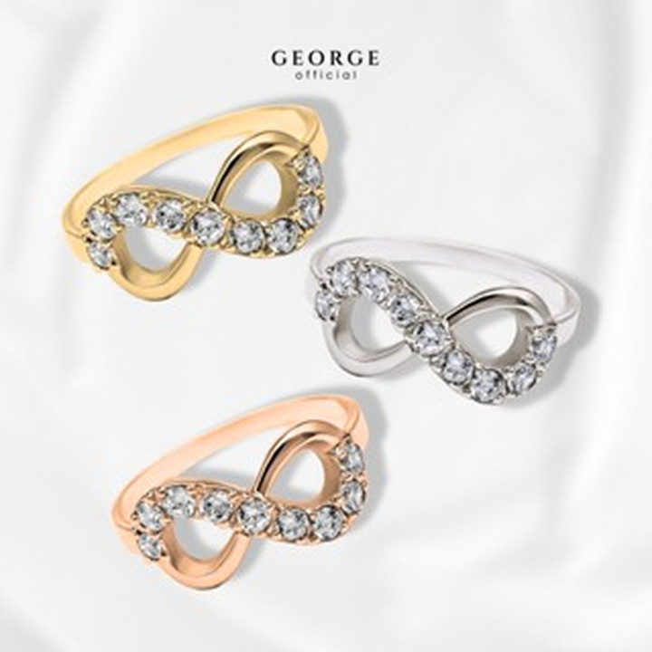 큐빅 지르코니아가 세팅된 스털링 실버 인피니티 링 - GEORGE Jewelry