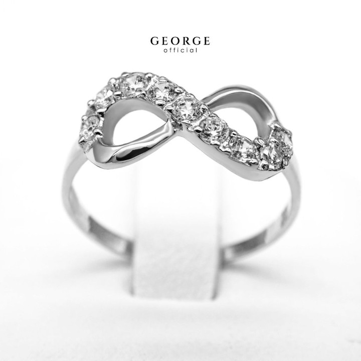 큐빅 지르코니아가 세팅된 스털링 실버 인피니티 링 - GEORGE Jewelry