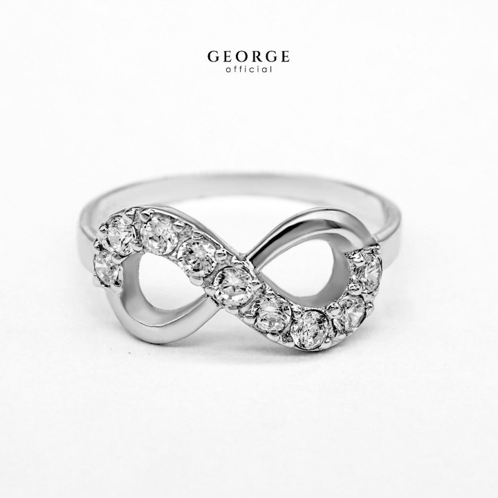큐빅 지르코니아가 세팅된 스털링 실버 인피니티 링 - GEORGE Jewelry