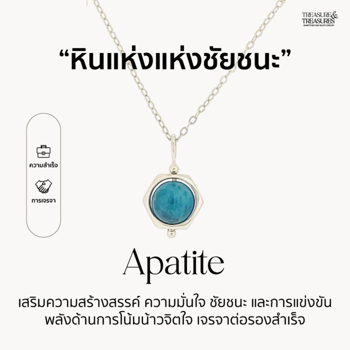 スターリングシルバー製アパタイトネックレス：勝利の石